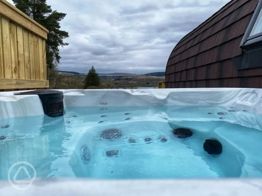 Executive glamping pod with hot tub