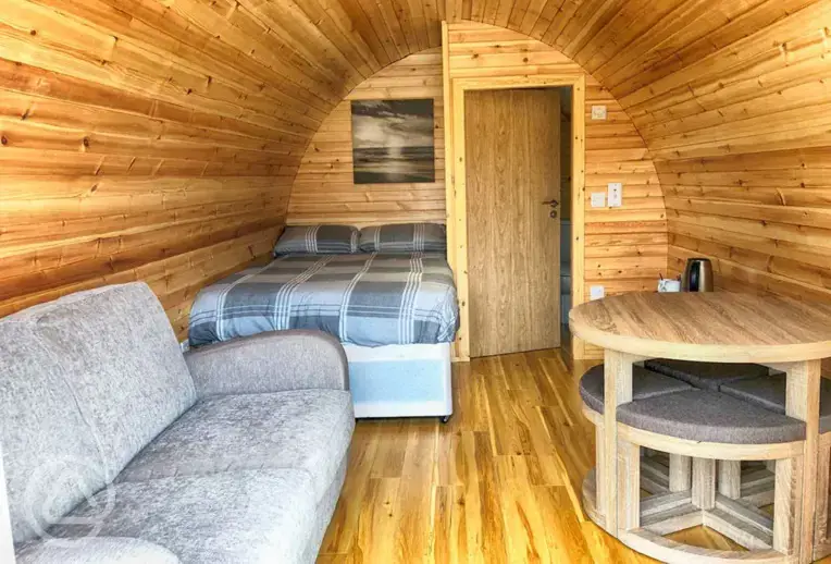 Ensuite glamping pod interior