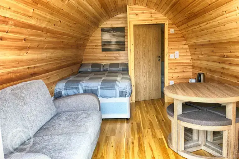 Ensuite glamping pod interior