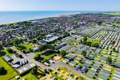 Aerial of North Shore Holiday Park with views to Skegness and the coast