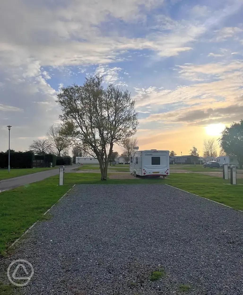 Sunset over hardstanding pitches 
