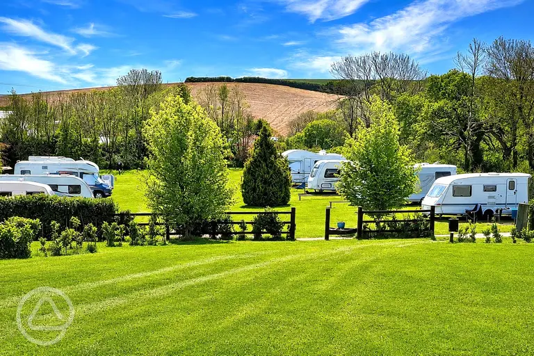 Electric grass pitches (orchard meadow) at Pensagillas Park