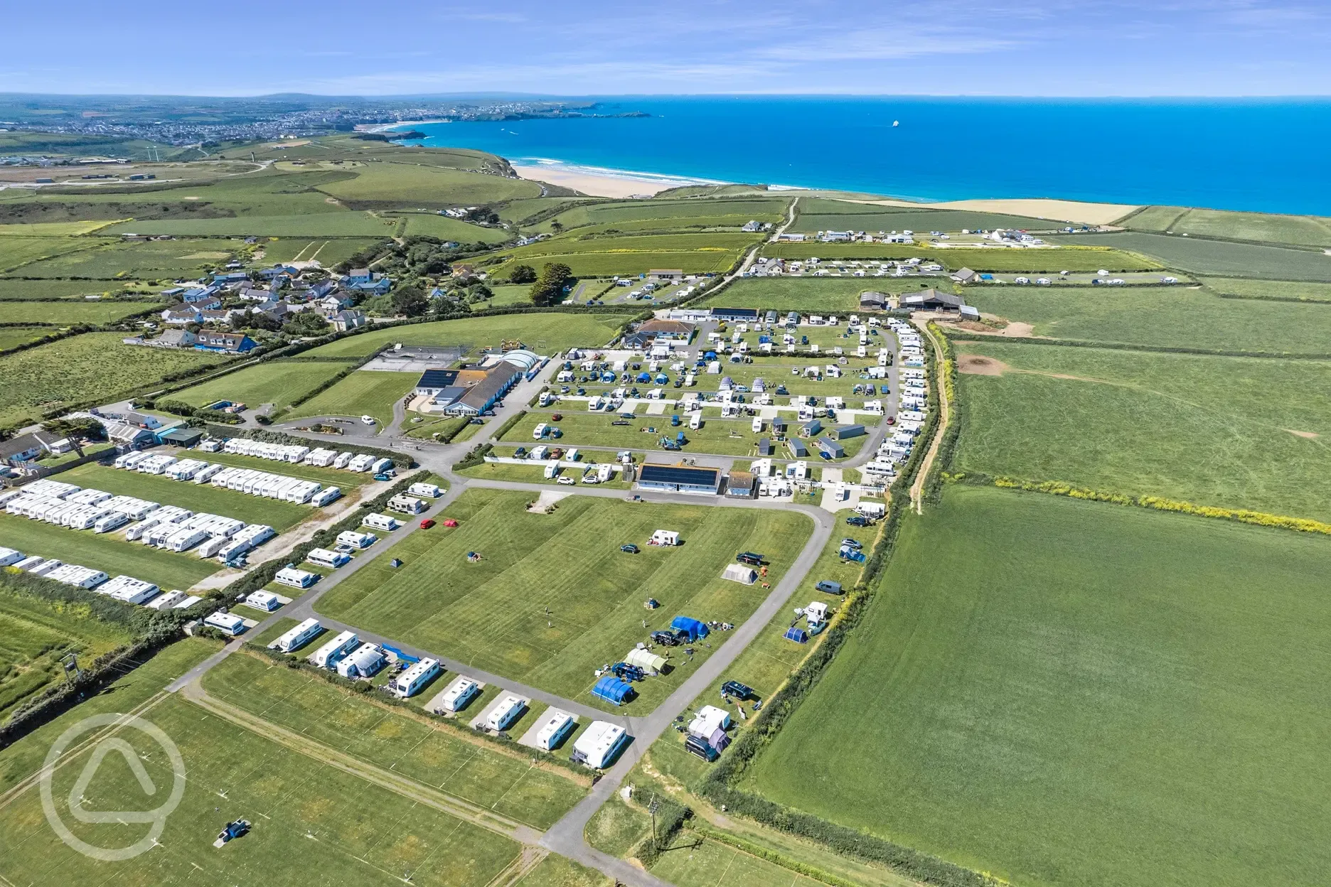 Aerial of the campsite and Watergate Bay