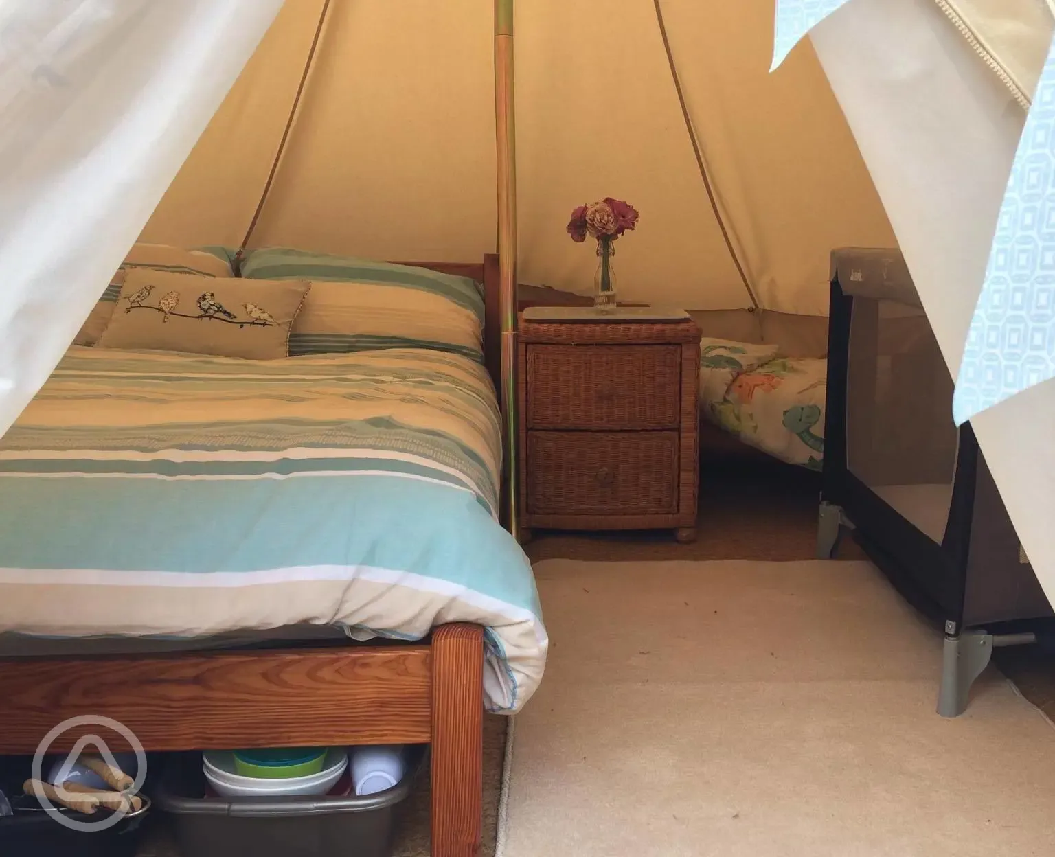 Glamping bell tent at Wheal Rodney