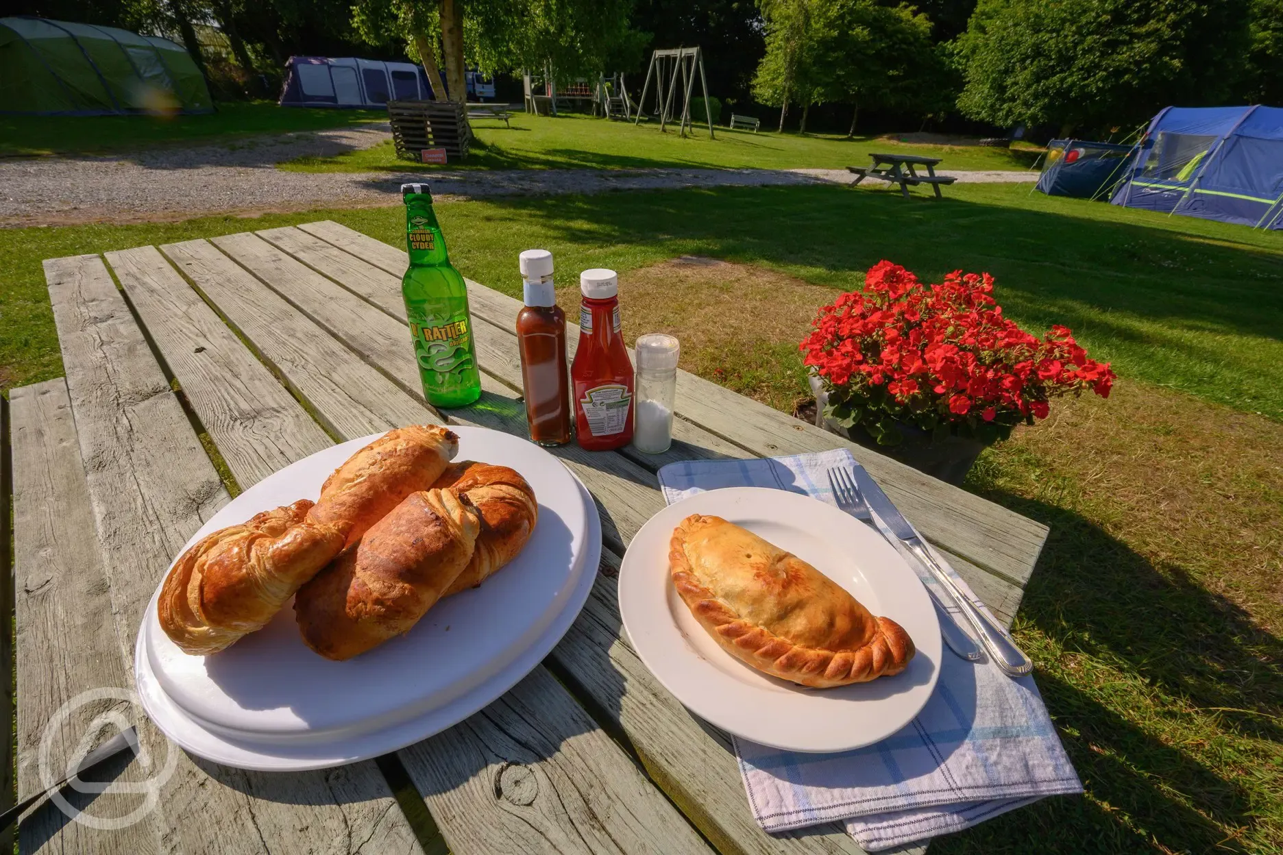 Pastries and local cider sold at The Mine shop