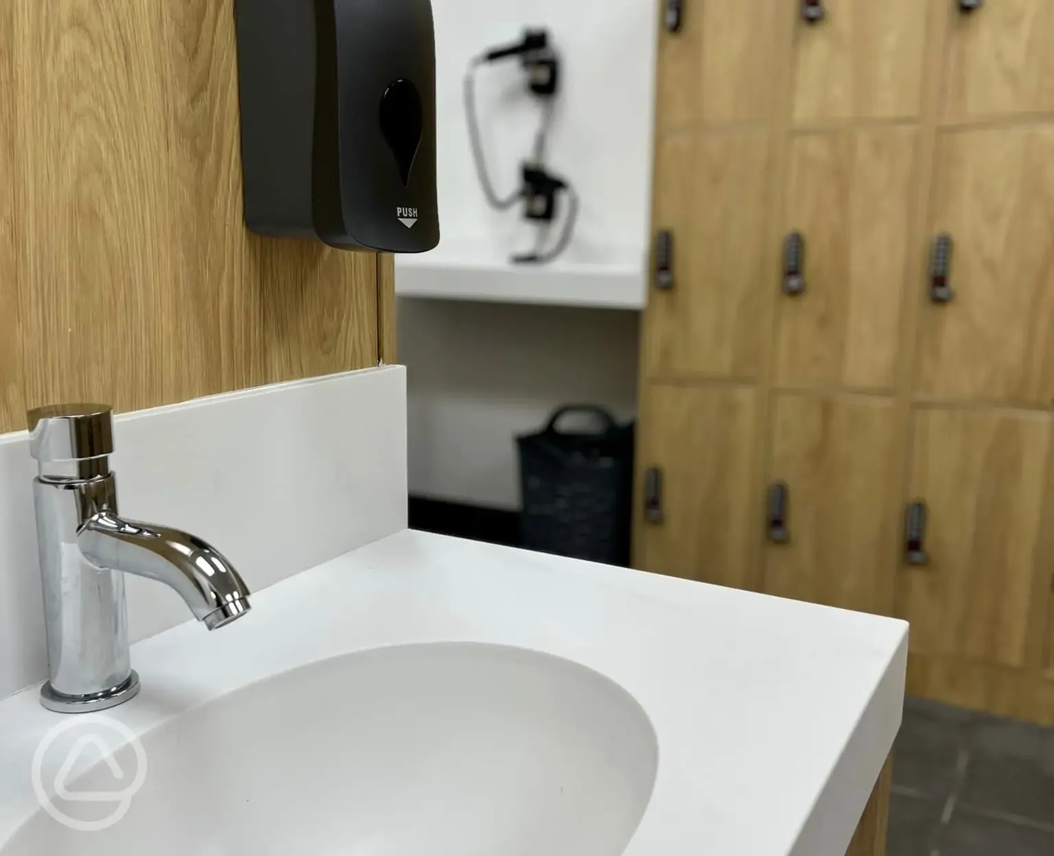 Sinks with lockers and hairdryers