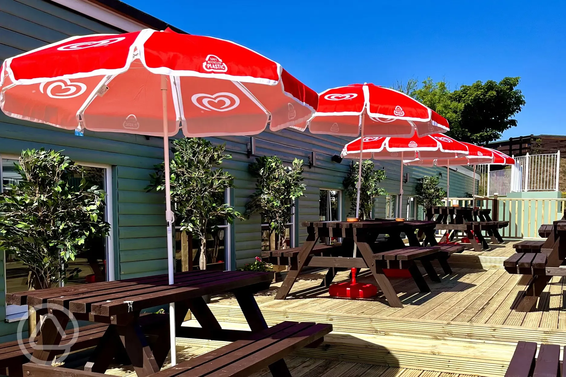 Outdoor seating at The Fort Inn restaurant and beer garden