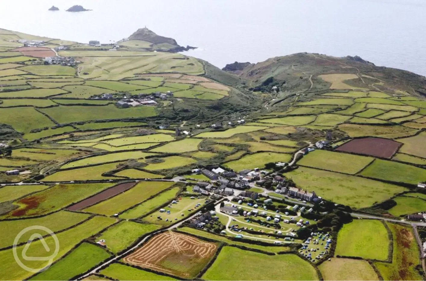 Aerial of the campsite and coast