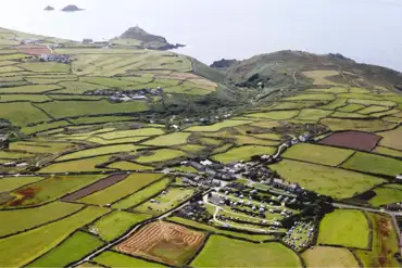 Aerial of the campsite and coast