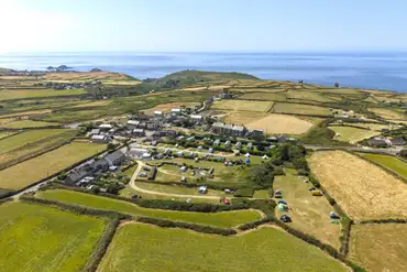 Aerial of Trevaylor Caravan and Camping Park towards the coast
