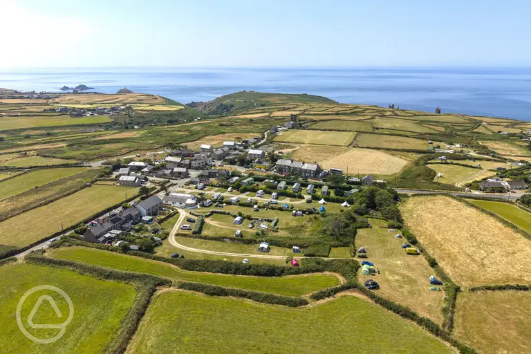Aerial of Trevaylor Caravan and Camping Park towards the coast