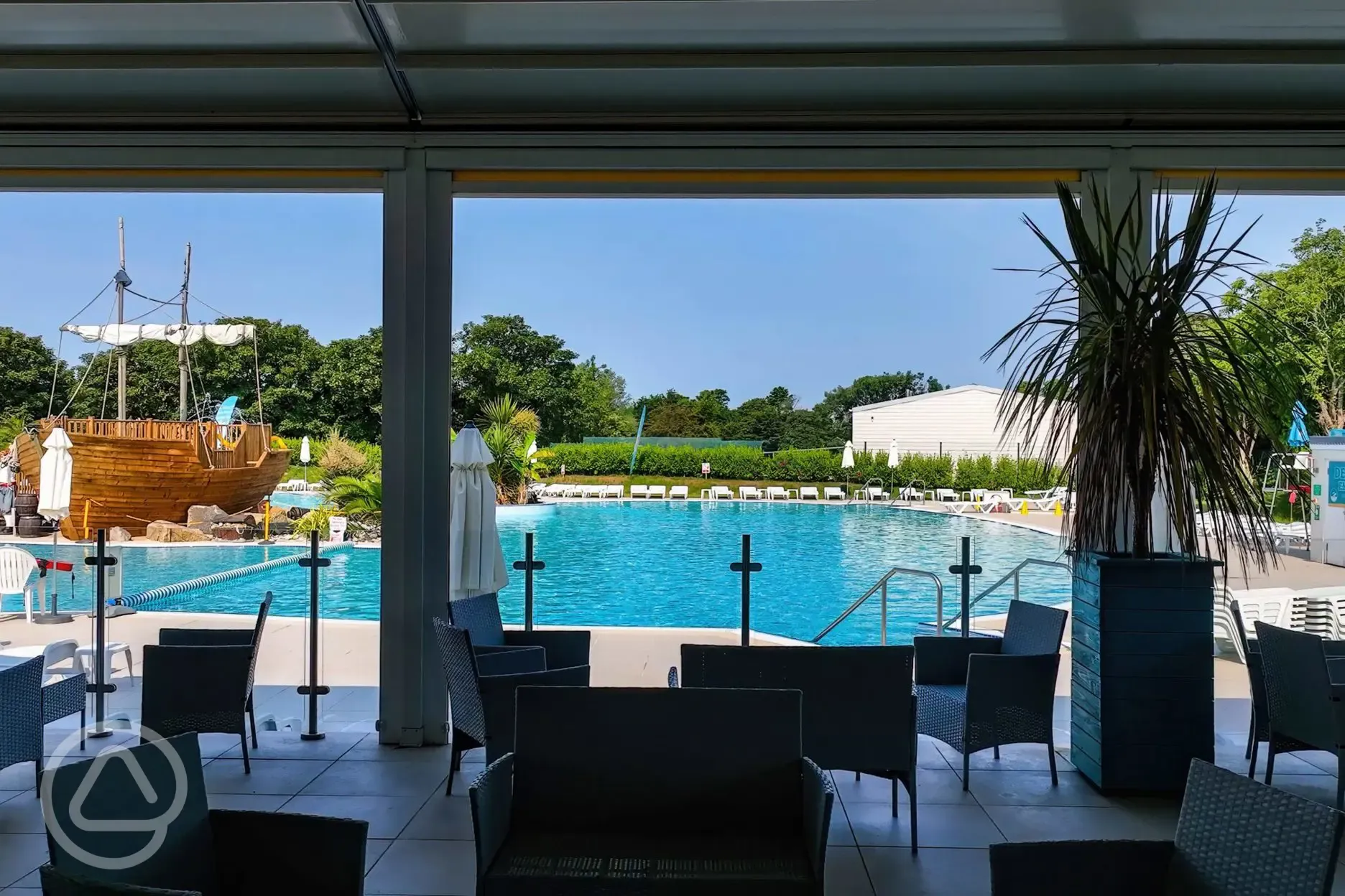 View of the swimming pool from the bar