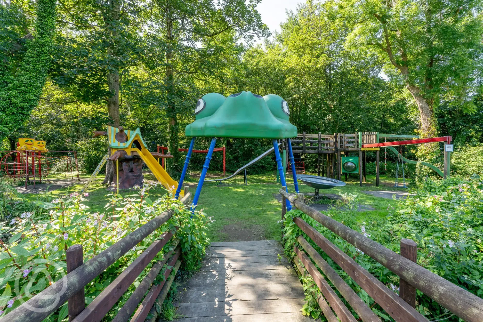 Play park with climbing frames