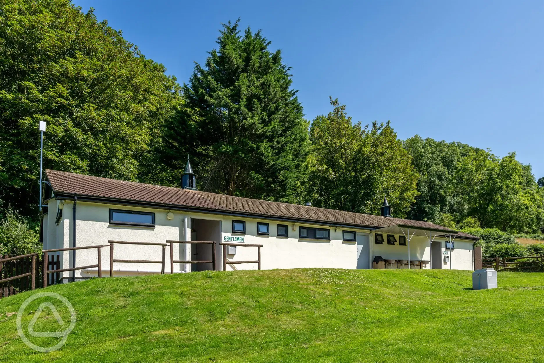 Facilities block with male and female bathrooms