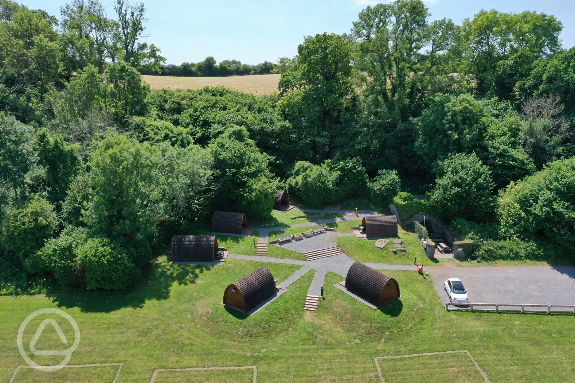 Aerial of the camping pods