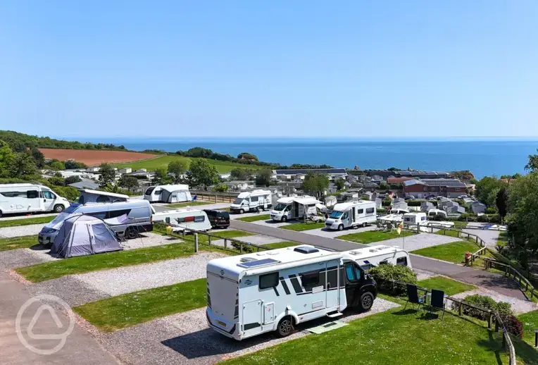 Fully serviced hardstanding pitches with sea views (4.6m x 6.1m)
