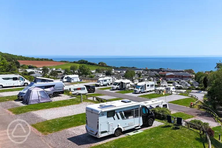 Fully serviced hardstanding pitches with sea views (4.6m x 6.1m)