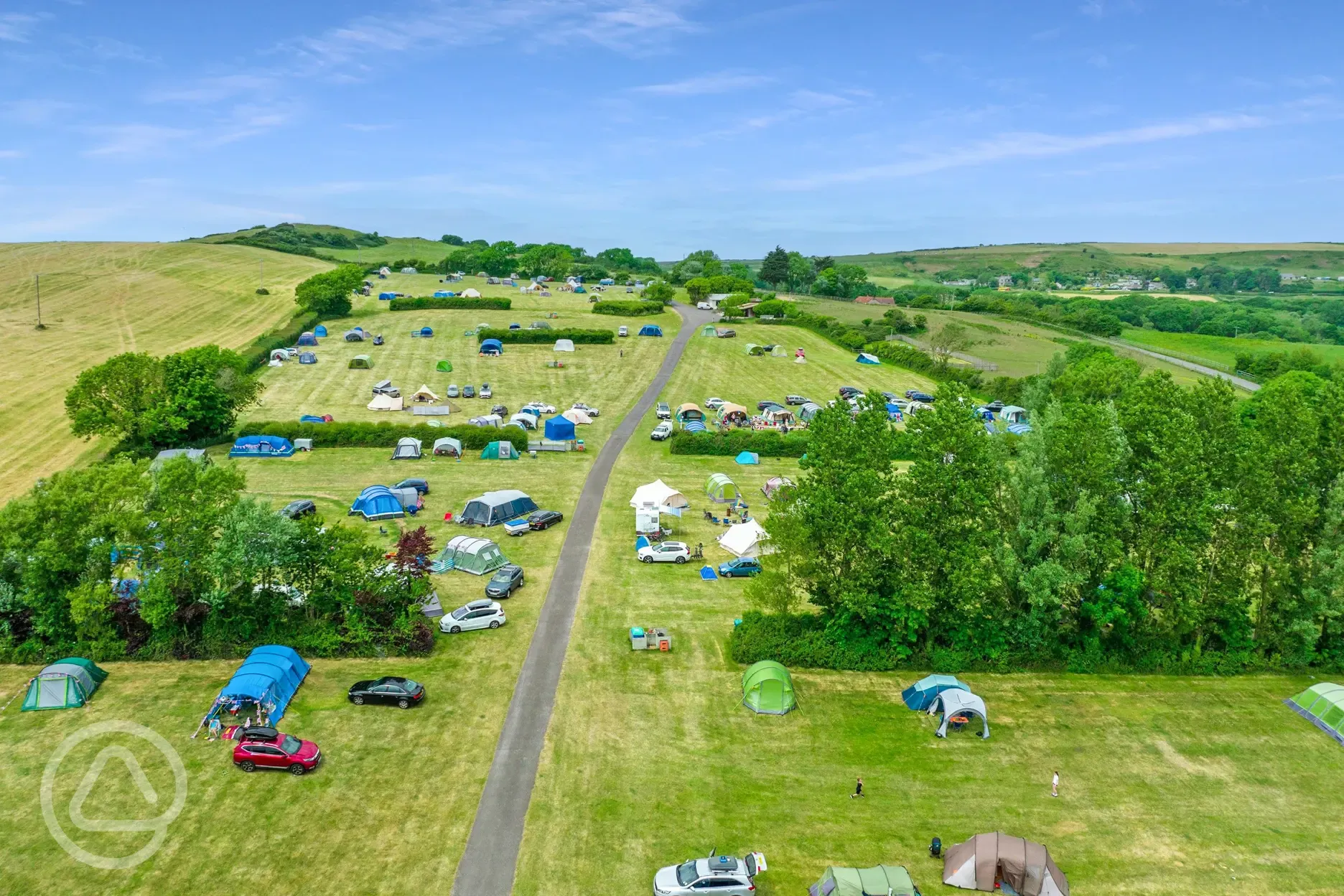 Aerial view of the non electric grass pitches