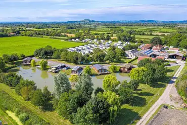 Aerial of the campsite and fishing lakes