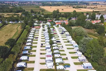 Aerial of the touring pitches at Black Bull Caravan Park