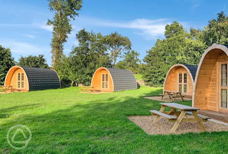 Small camping pods with private gravel and picnic bench (two persons)