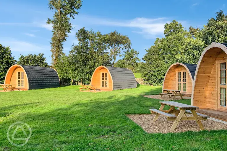 Small camping pods with private gravel and picnic bench (two persons)