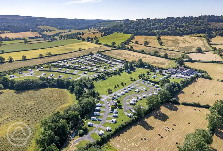 Aerial of Hillside Caravan Park surrounded by Yorkshire countryside