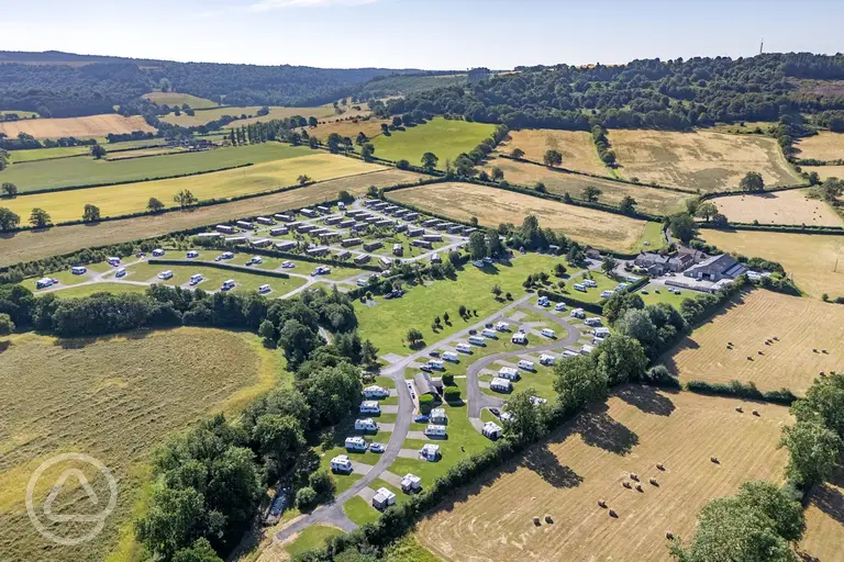 Aerial of Hillside Caravan Park surrounded by Yorkshire countryside