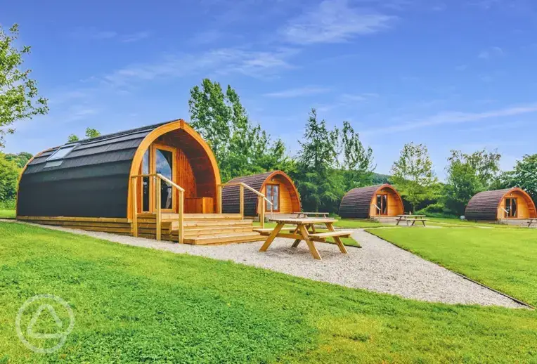 Deluxe and Mega ensuite glamping pods at Hillside Caravan Park