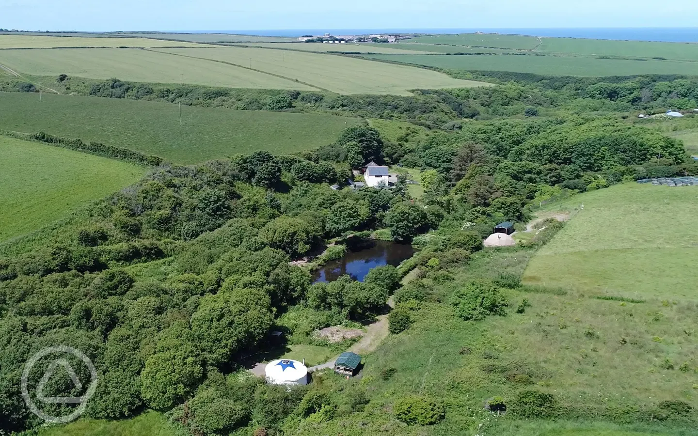 Aerial of the yurts