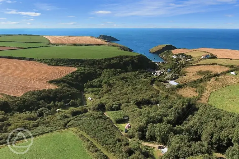 Aerial view of Trellyn Woodland Camping