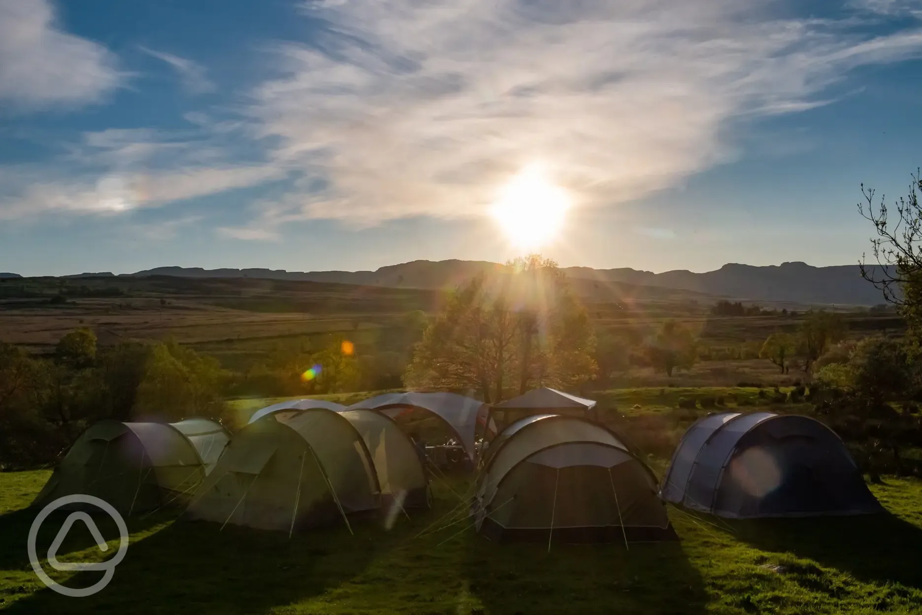 Non electric grass pitches at sunset