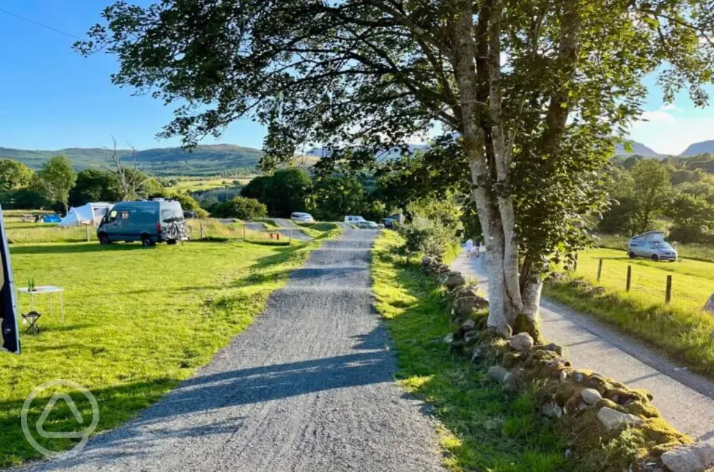 Bike track running through the grass pitches