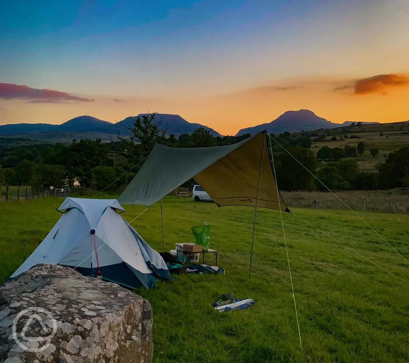 Non electric grass pitches at sunset