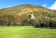 Non electric grass pitches overlooking Snowdonia (Eryri) mountains