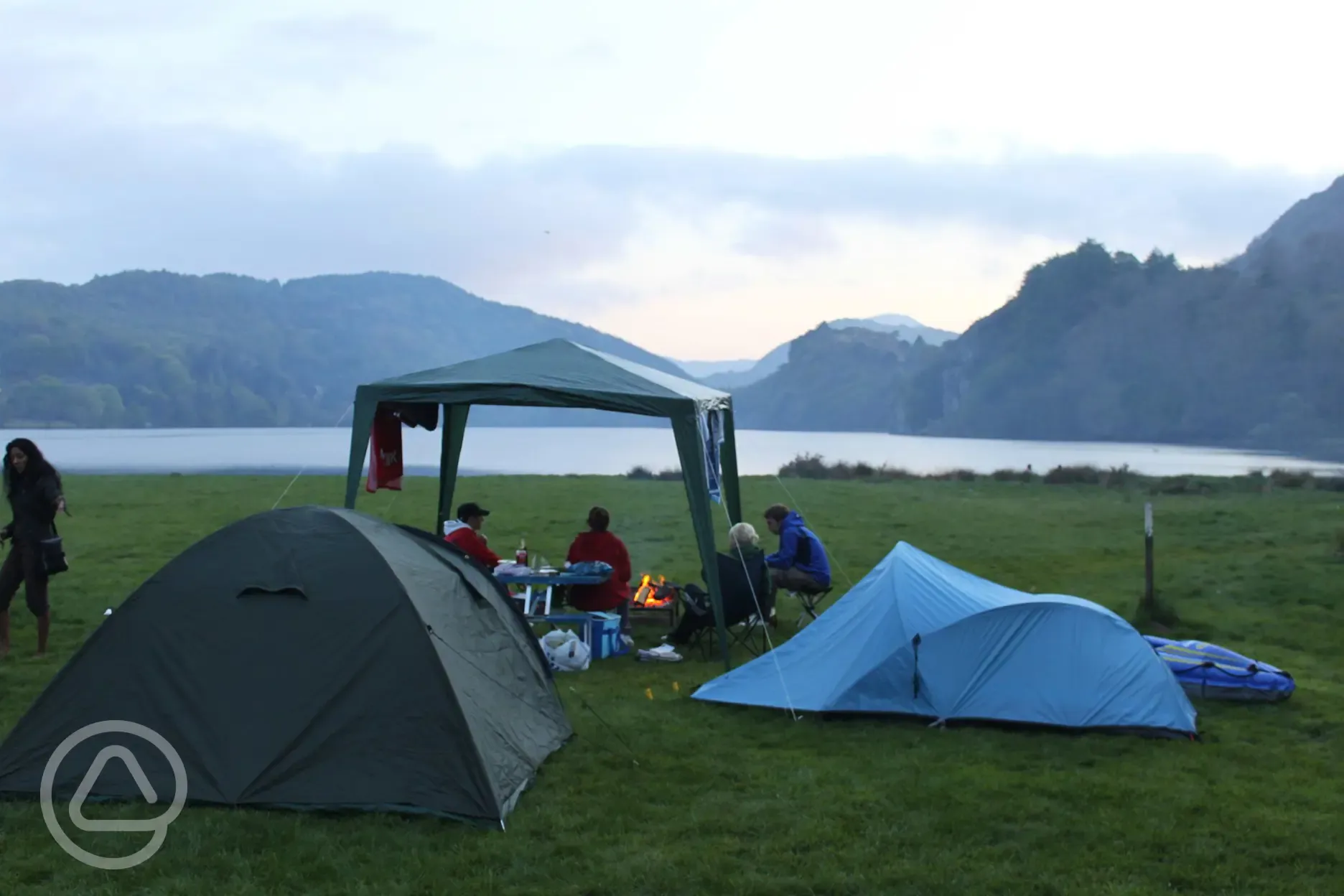 Tent pitches overlooking Llyn Gwynant