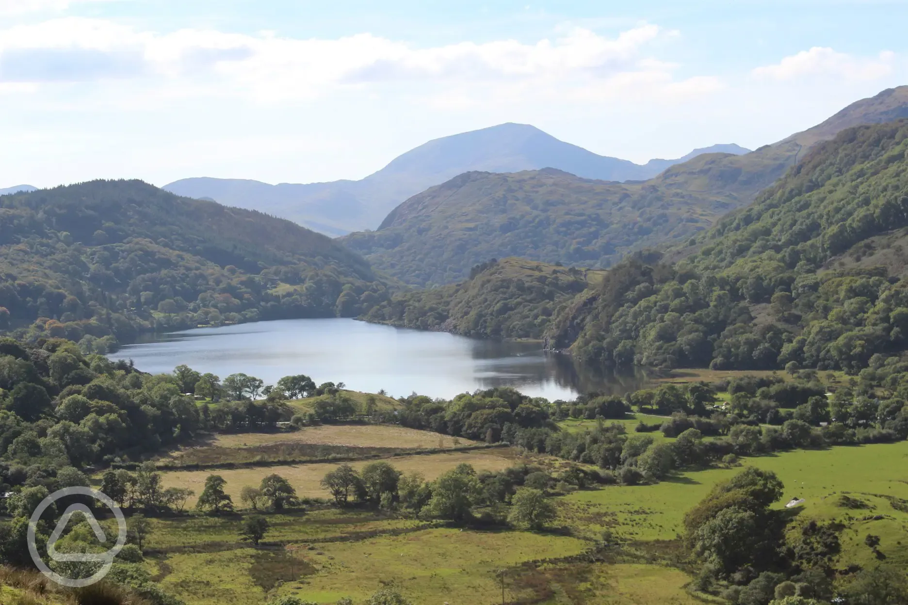 The campsite is situated at the head of Llyn Gwynant.
