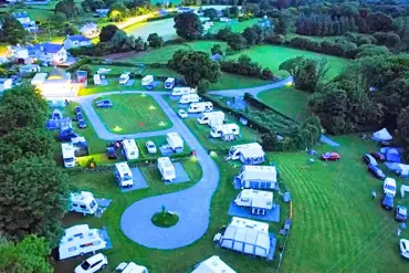 Aerial of Twll Y Clawdd Touring and Camping Park and surrounding fields