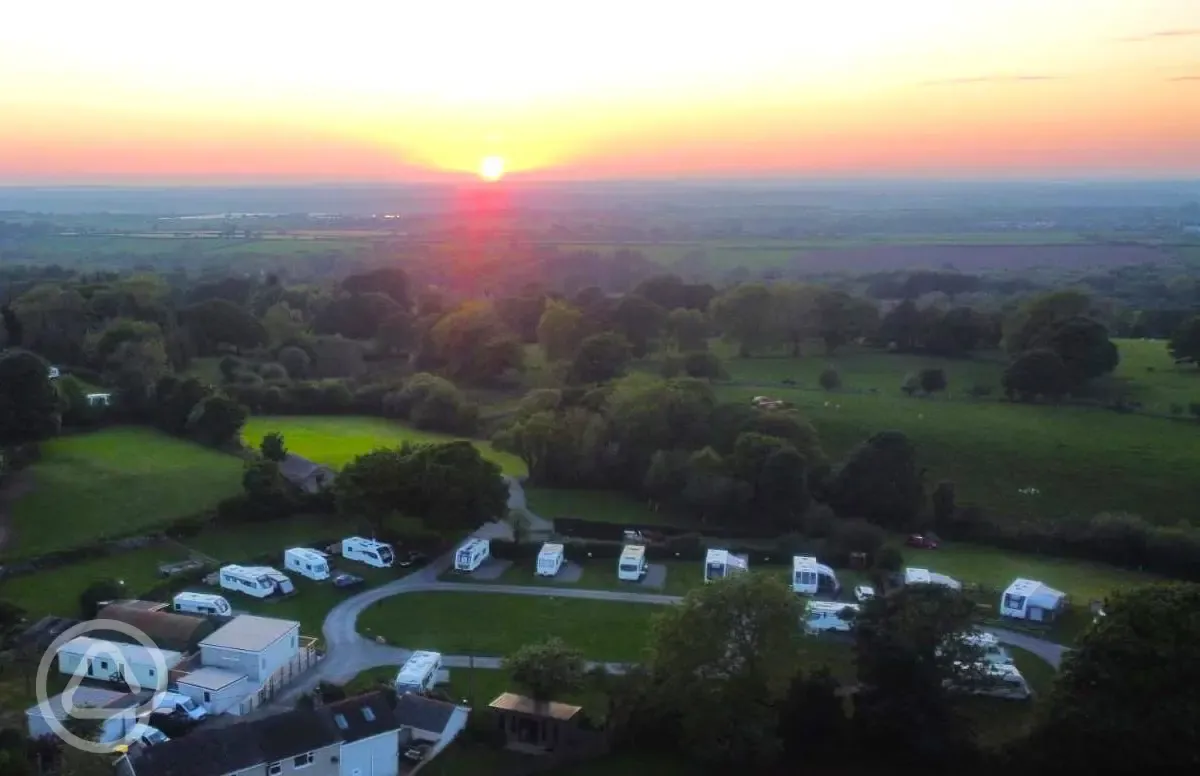 Aerial of Twll Y Clawdd at sunset