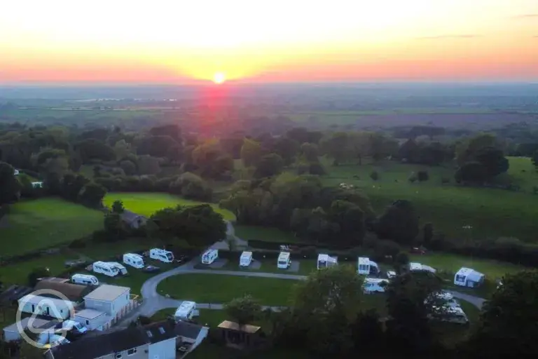 Aerial of the park at sunset