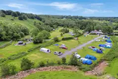 Aerial of the grass camping pitches