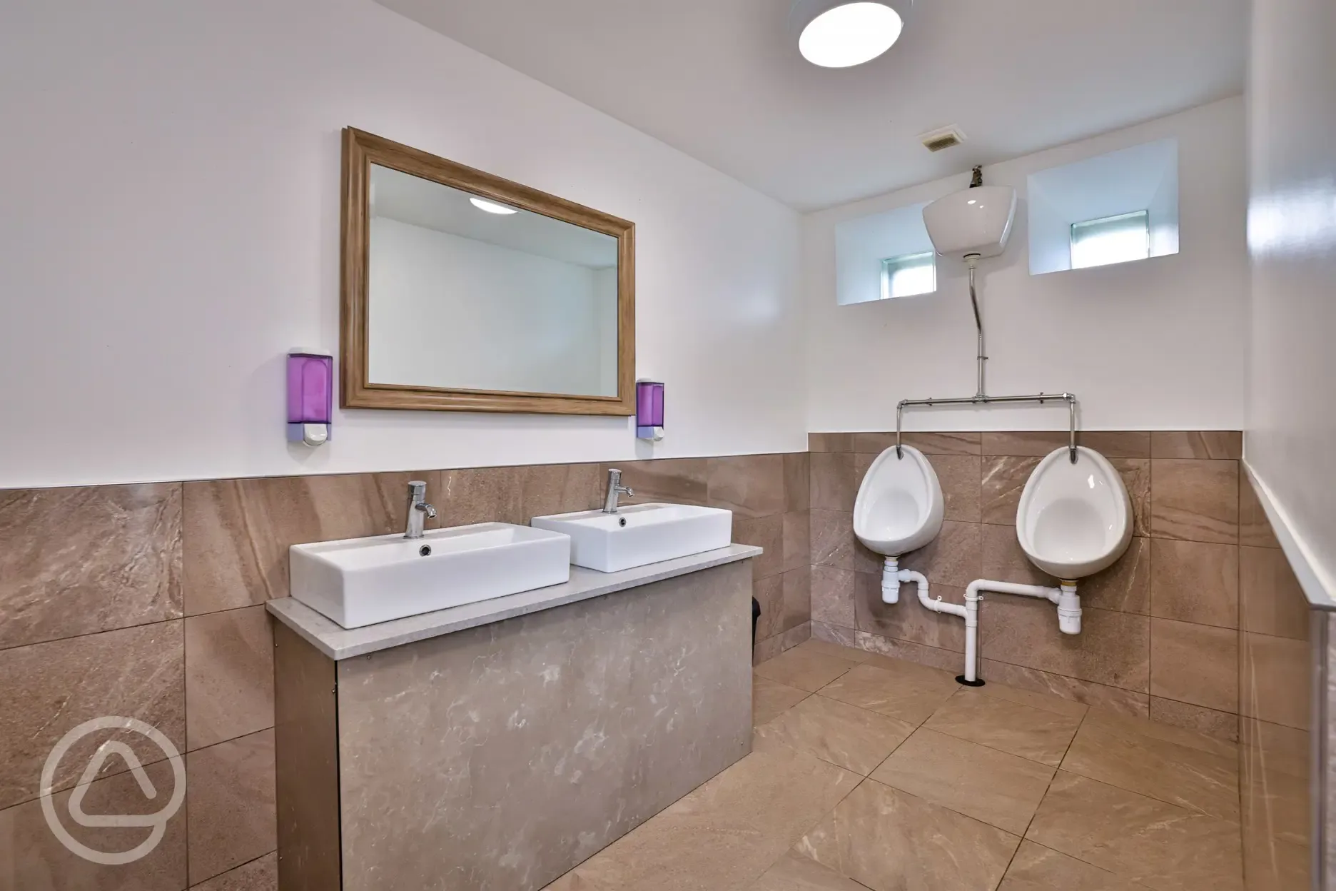 Male toilets with urinals, mirrors and sinks Male toilets with urinals, mirrors and sinks