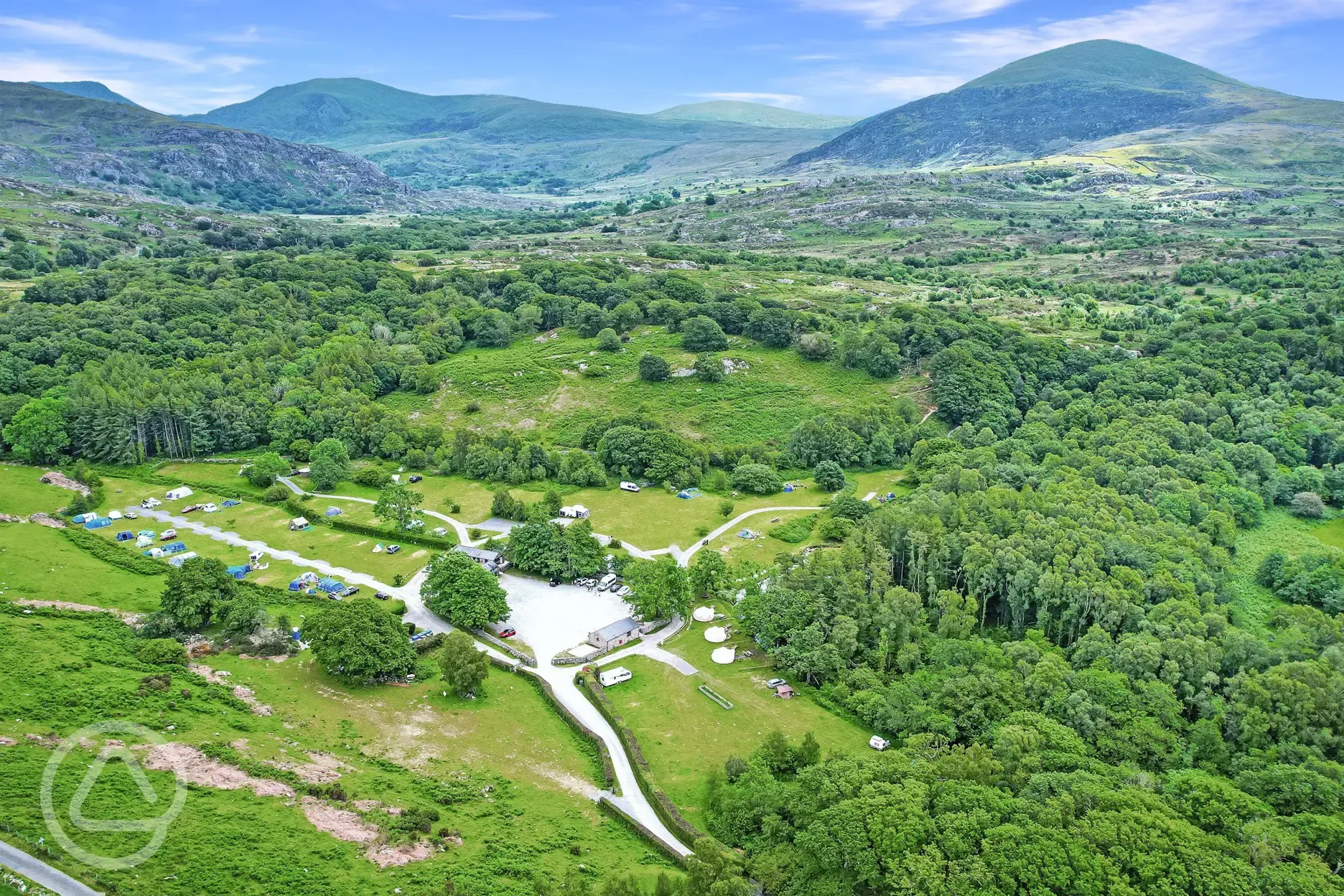 Aerial of Nantcol Waterfalls set in Snowdonia National Park Aerial of Nantcol Waterfalls set in Snowdonia National Park