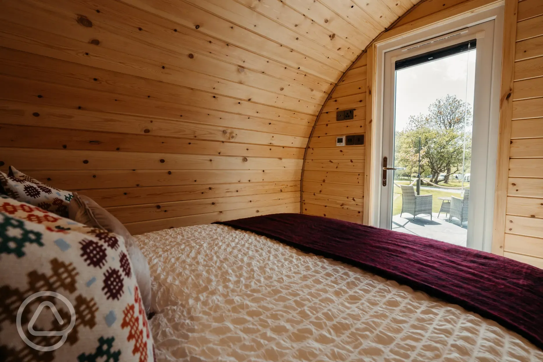 Luxury ensuite glamping pod bedroom with outdoor views Luxury ensuite glamping pod bedroom with outdoor views