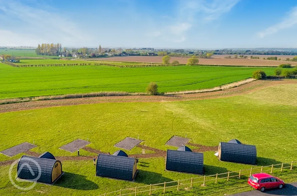 Aerial of the camping pods