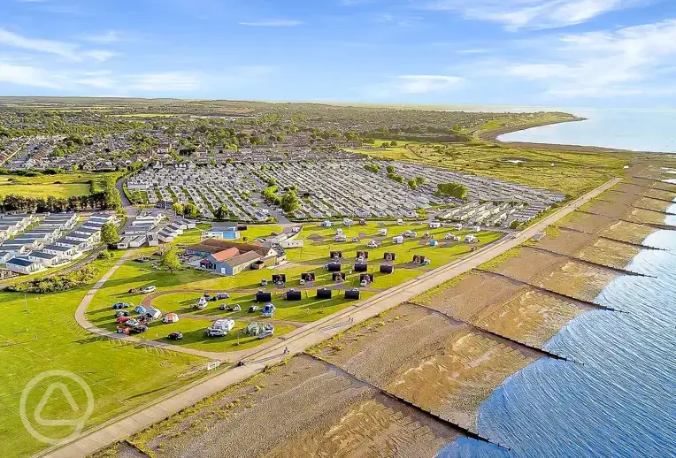 Aerial of the campsite and coast