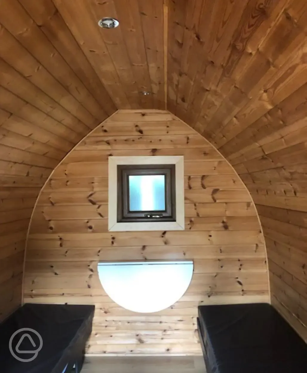 Two person camping pod interior