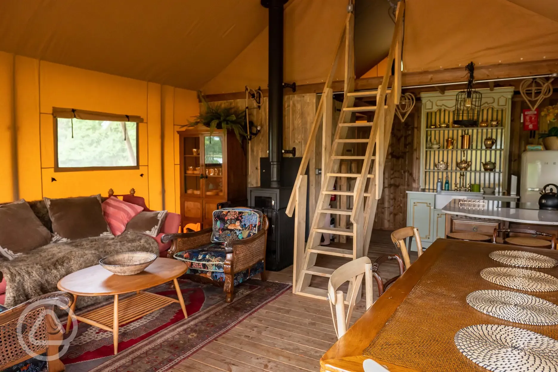 Safari tent interior 