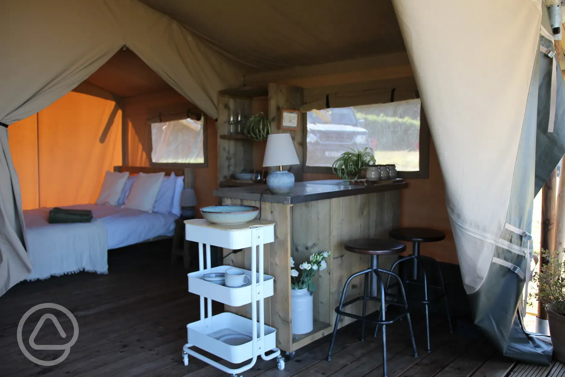 Safari tent kitchenette