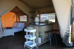 Safari tent kitchenette